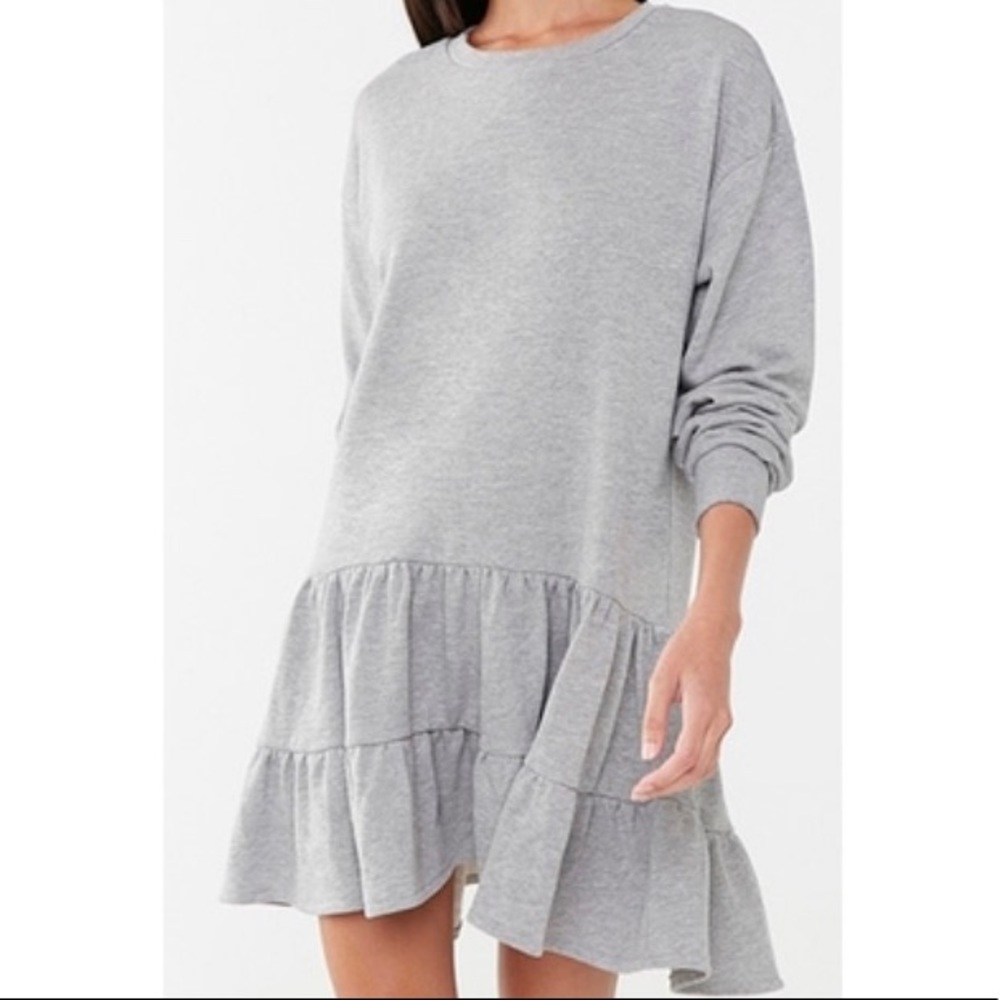 Shirred Sweatshirt Dress